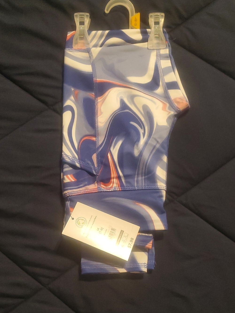 Kids Swirl Print Active Leggings - Blue White Pink